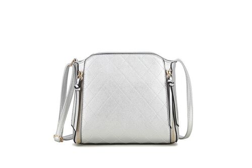 Spring New Womens Crossbody Bag Quilted Handbag  Main Zipper Shoulder bag vegan PU leather - S-003 light grey