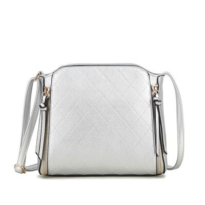 Spring New Womens Crossbody Bag Quilted Handbag  Main Zipper Shoulder bag vegan PU leather - S-003 light grey
