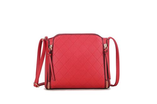 Spring New Womens Crossbody Bag Quilted Handbag  Main Zipper Shoulder bag vegan PU leather - S-003 red