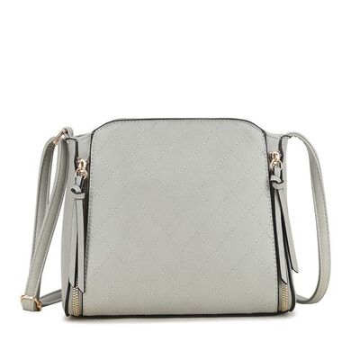 Spring New Damen Umhängetasche Gesteppte Handtasche Hauptreißverschluss Umhängetasche aus veganem PU-Leder - S-003 Silber