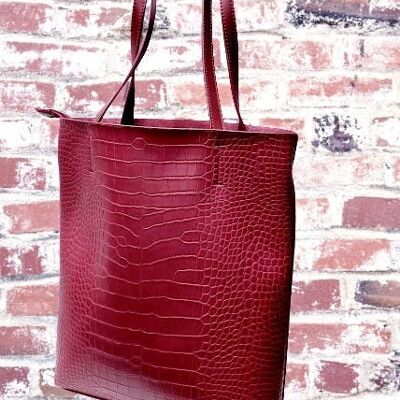 Womens Casual Tote Shoulder Cross body Handbag Soft Vegan PU Leather Fashion Bag Long Strap- C8273 Red