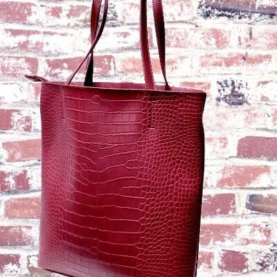 Bolso de mano de hombro cruzado casual para mujer Bolso de moda de cuero de PU vegano suave Correa larga - C8273 Rojo