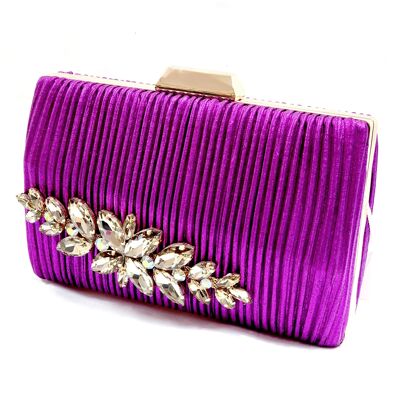 New Lady’s Grab Clutch Shoulder Cross Body Bag Vegan PU Material Party Prom Wedding Purse Fashion Handbag – H91 Purple