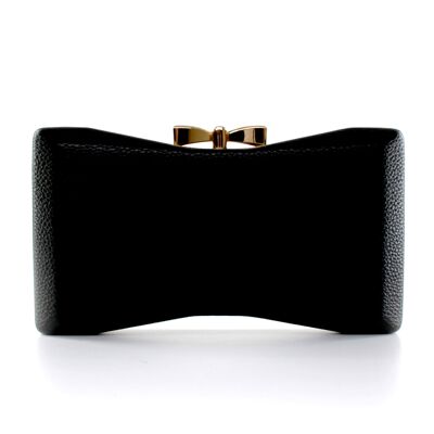 Stunning Faux Leather Hard Case Clutch Evening Party Bag – G1653 Black