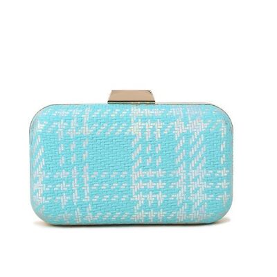 New Lady's Grab Clutch Cross Body Bag Vegan PU Material Party Prom Wedding Monedero Bolso de moda - V135-1 azul