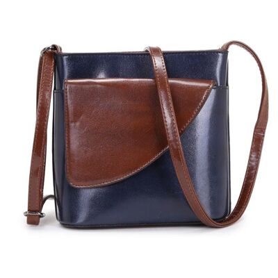 Bolso bandolera de dos tonos para mujer Bolso de hombro Correa larga ajustable - 484 Azul marino