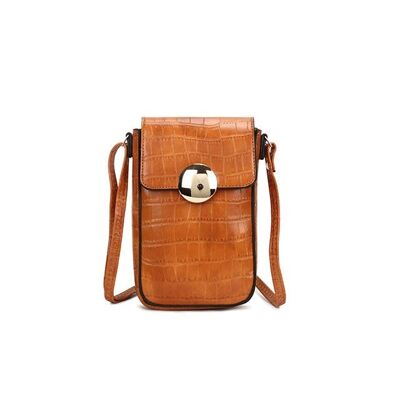 BOLSO BANDOLERA PARA TELÉFONO CELULAR BANDOLERA PEQUEÑA CARTERA PARA TELÉFONO CORREA LARGA DE CUERO PU COMPATIBLE CON IPHONE, GALAXY Y SMARTPHONES- amarillo Q009