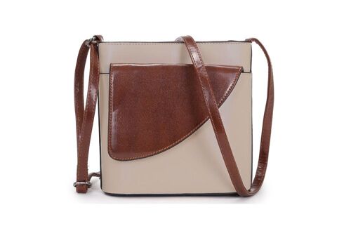 Lady’s Two Toned Crossbody Bag Shoulder Handbag Long Adjustable Strap — 484 gold