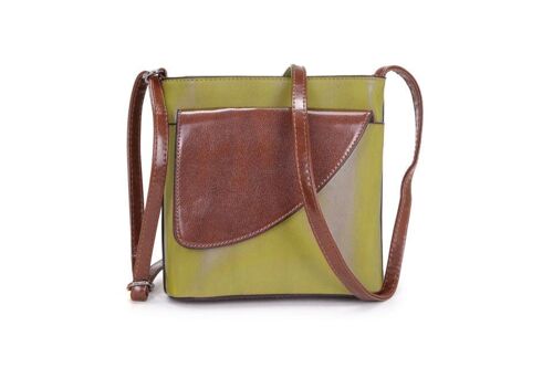 Lady’s Two Toned Crossbody Bag Shoulder Handbag Long Adjustable Strap — 484 green
