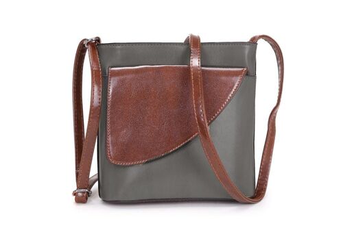 Lady’s Two Toned Crossbody Bag Shoulder Handbag Long Adjustable Strap — 484 dark grey