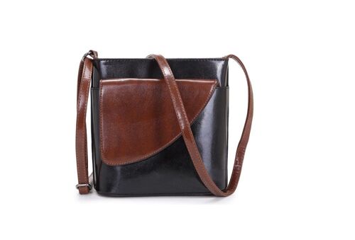 Lady’s Two Toned Crossbody Bag Shoulder Handbag Long Adjustable Strap — 484 black