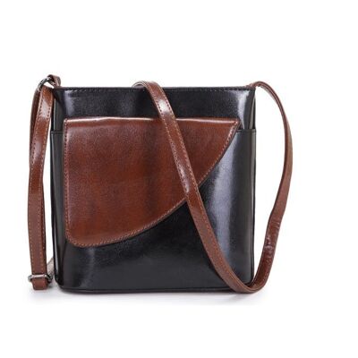 Lady’s Two Toned Crossbody Bag Shoulder Handbag Long Adjustable Strap — 484 black