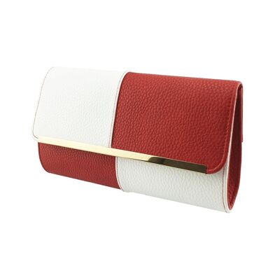 Stilvolle große Kunstleder Clutch Abendtasche Partytasche – Y9017 Rot & Weiß