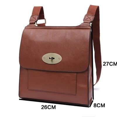 Lady’s Cross Body Bag Shoulder Handbag Travel Bag High Quality PU Leather Long Strap – 21601 brown