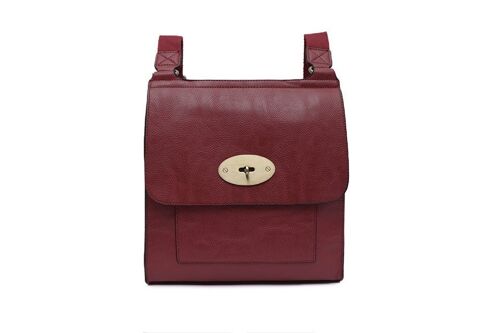Lady’s Cross Body Bag Shoulder Handbag Travel Bag High Quality PU Leather Long Strap – 21601 wine