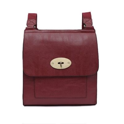 Lady’s Cross Body Bag Shoulder Handbag Travel Bag High Quality PU Leather Long Strap – 21601 wine