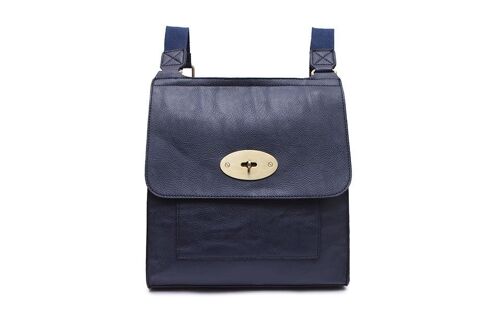 Lady’s Cross Body Bag Shoulder Handbag Travel Bag High Quality PU Leather Long Strap – 21601 Navy