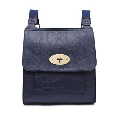 Lady’s Cross Body Bag Shoulder Handbag Travel Bag High Quality PU Leather Long Strap – 21601 Navy