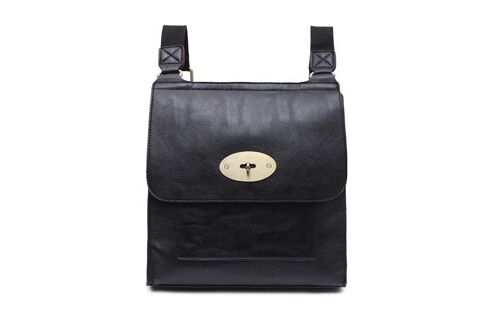 Lady’s Cross Body Bag Shoulder Handbag Travel Bag High Quality PU Leather Long Strap – 21601 black