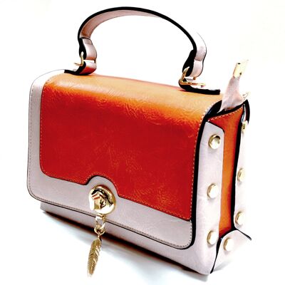Lady’s 2 Tones Cross Body Bag Shoulder Party Handbag High Quality PU Leather Long Strap – 31150 pink