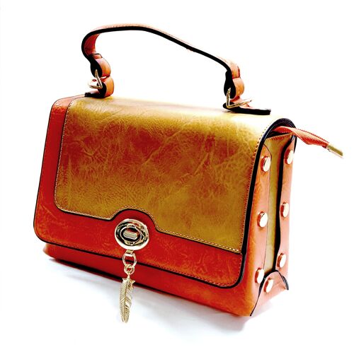 Lady’s 2 Tones Cross Body Bag Shoulder Party Handbag High Quality PU Leather Long Strap – 31150 orange