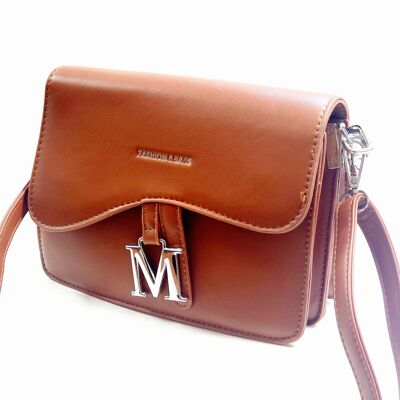 Bolso cruzado para mujer Bolso de fiesta en el hombro Bolso de cuero de PU con correa larga y elegante a la moda - 5595 marrón