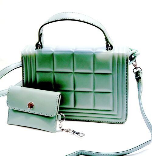 Women’s 2 Pieces Cross Body Bag Shoulder Party Handbag PU Leather Long Strap Fashion Stylish Bag – 8051-4 GREEN