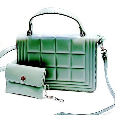 Women’s 2 Pieces Cross Body Bag Shoulder Party Handbag PU Leather Long Strap Fashion Stylish Bag – 8051-4 GREEN