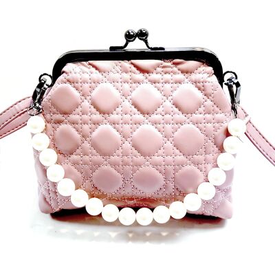 Damen Gesteppte Umhängetasche Schulter Party Handtasche PU Leder Lange Riemen Modische Stilvolle Tasche – GM004 PINK