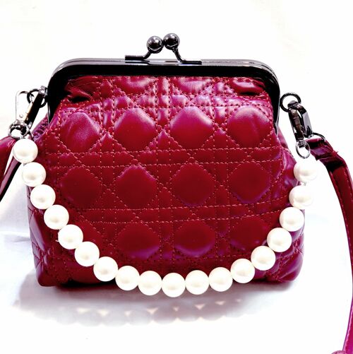 Women’s Quilted Cross Body Bag Shoulder Party Handbag PU Leather Long Strap Fashion Stylish Bag – GM004 WINE RED