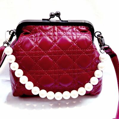 Women’s Quilted Cross Body Bag Shoulder Party Handbag PU Leather Long Strap Fashion Stylish Bag – GM004 WINE RED