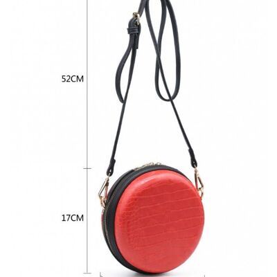 Niedliche runde Crossbody-Umhängetasche, kleine Handtasche, vegane PU-Handtasche mit langem, verstellbarem Riemen – W2399-1 GRAU