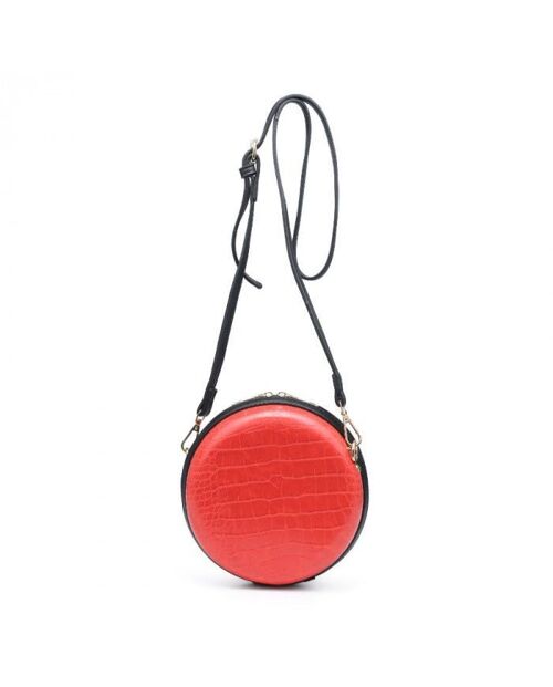 Cute Round Cross body Shoulder Bag Small Grab Purse Vegan PU Handbag with Long Adjustable Strap  -- W2399-1  WHITE