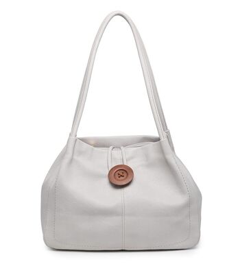 Sac fourre-tout extensible pour femme avec bouton en bois et bandoulière - Z-10040m gris 1