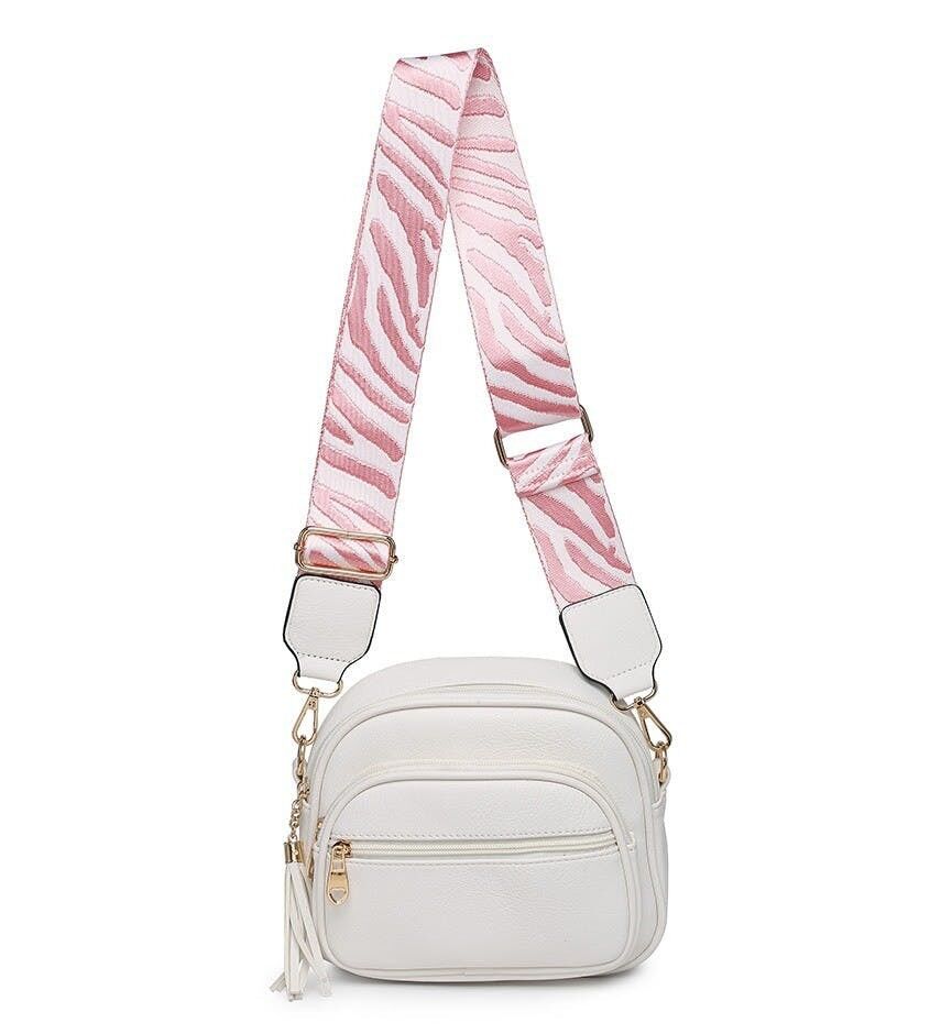 Ladies 2 Compartments Cross Body Bag Shoulder bag with Trendy Adjustable Wide Strap Z-9920 pink