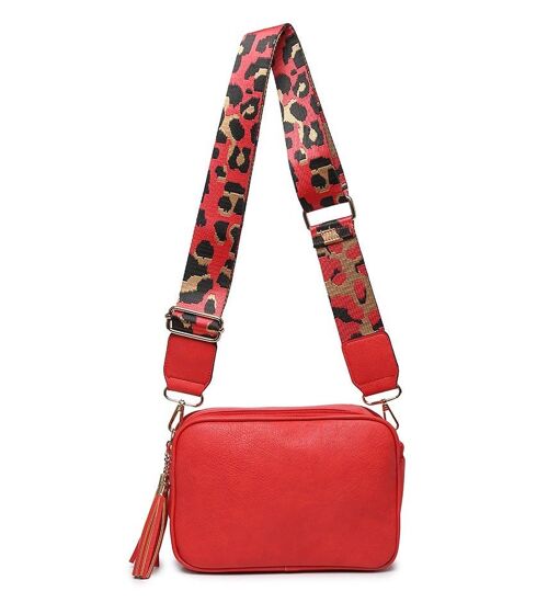 New Spring 2 Compartments Ladies Cross Body Bag Shoulder bag with Adjustable Wide Strap ZQ-070-2m red