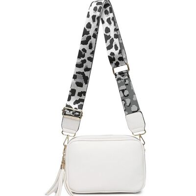 New Spring 2 Compartments Ladies Cross Body Bag Shoulder bag with Adjustable Wide Strap ZQ-070-2m white