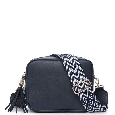 Ladies Cross Body Bag Shoulder bag with Trendy Adjustable Wide Strap ZQ-123 dark blue