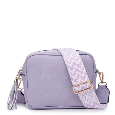 Ladies Cross Body Bag Shoulder bag with Trendy Adjustable Wide Strap ZQ-123 light purple