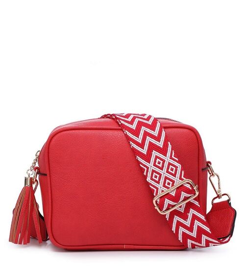 Ladies Cross Body Bag Shoulder bag with Trendy Adjustable Wide Strap ZQ-123 red