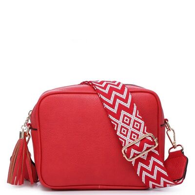 Ladies Cross Body Bag Shoulder bag with Trendy Adjustable Wide Strap ZQ-123 red