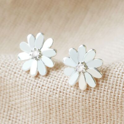 Boucles d'Oreilles Tiges Marguerite en Argent