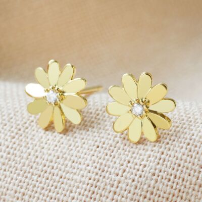 Boucles d'oreilles clous marguerite en or