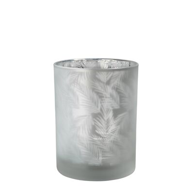 Sompex lifestyle awhia teelichtglas windlicht design farn silber/weiß glas klein