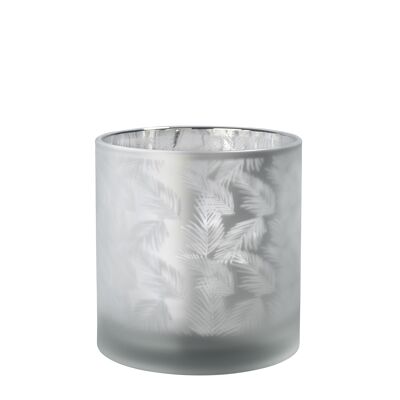 Sompex lifestyle awhia teelichtglas windlicht design farn silber/weiß glas mittel