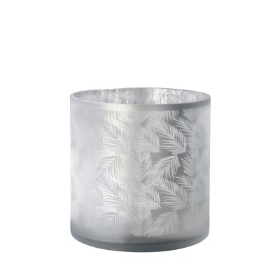 Sompex lifestyle awhia teelichtglas windlicht design farn silber/weiß glas groß
