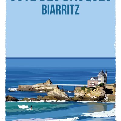 Biarritz la côte des basques 30x40
