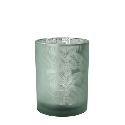 Sompex lifestyle awhia teelichtglas windlicht design farn silber/grün glas klein