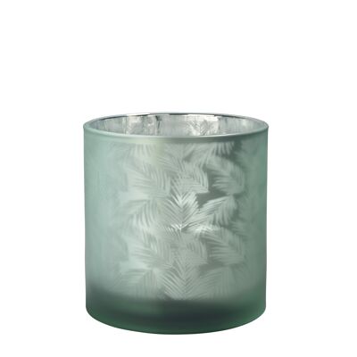 Sompex lifestyle awhia teelichtglas windlicht design farn silber/grün glas mittel