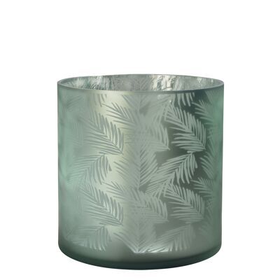 Sompex lifestyle awhia teelichtglas windlicht design farn silber/grün glas sehr groß